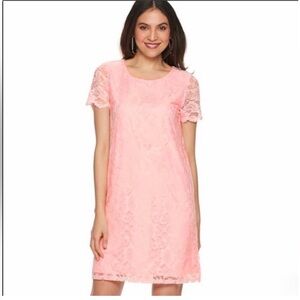 Juicy Couture Pink Floral Lace Shift Dress